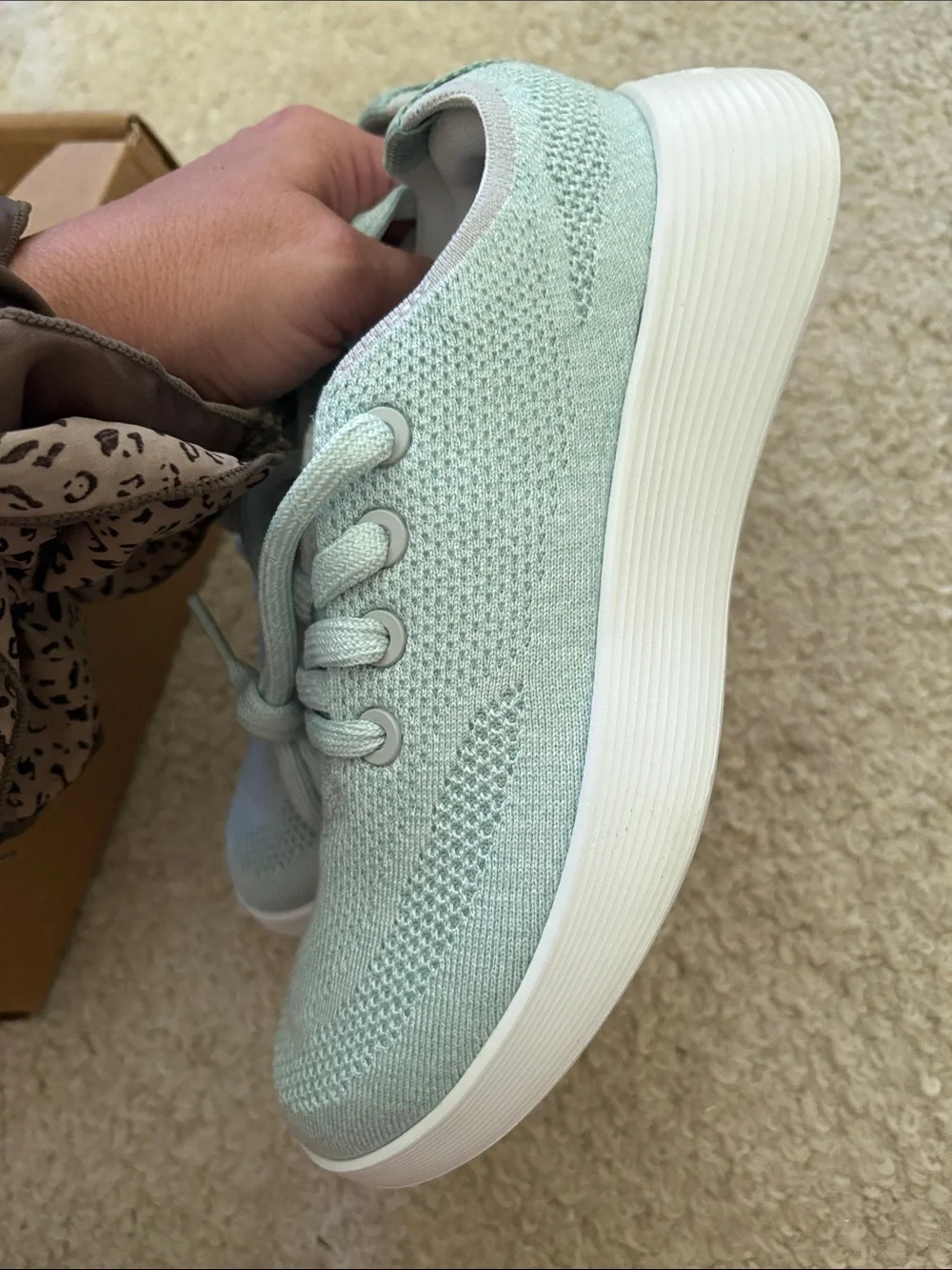allbirds womens Mint Green tree runner go Sneakers - Breathable Knit Trainers